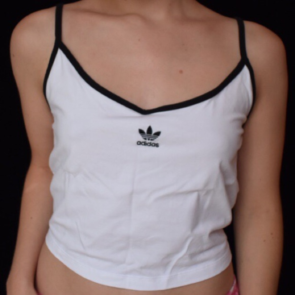 Adidas white tank top, black details, brand label!